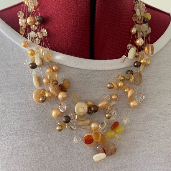 MULTI STRAND ILLUSION BEADED NECKLACE - Picture 2 of 7